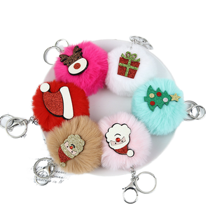 Porte-clés rond en fourrure pelucheuse, motif lapin 3D mignon, éco-responsable, pour la rentrée scolaire, pour sacs à main femme - Product Image 1