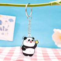 Porte-clés en acrylique imprimé avec un adorable motif de personnage de panda, pour la décoration de sac