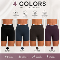 Shorts de sport unis GM pour femmes, taille haute, effet ventre plat, extensibles dans les 4 sens, anti-transparence, pour le yoga, la gym et le cyclisme