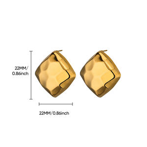Gioielli di moda in acciaio inox irregolare orecchini in acciaio inox all'ingrosso orecchini placcati oro orecchini Chunky - Product Image 6