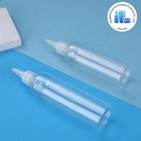 Vente en gros usine – Bouteille en plastique PET cylindrique de 300 ml avec embout applicateur pointu pour huile capillaire, pour flacons à presser avec bouchons torsadés, sérigraphiée