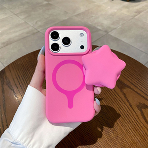 Liquid Silicone Skin Touch Folding Bracket Kickstand Magnetic Phone Case for iPhone 16 17 Pro Max Wireless Charging Star <b>Cover</b> - Product Image 5