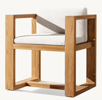 Fauteuil de salle à manger d'extérieur en teck BAHIA, couleur personnalisable, résistant aux intempéries, moderne, idéal pour patio, jardin, hôtel – Vente chaude usine