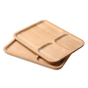 厨房长方形食物晚餐分托盘低价木质早餐小托盘木质山毛榉上菜托盘