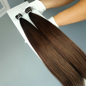 Factory Wholesale I Tip U K Flat Tip 100% Raw Human Hair Extensions Cuticle Aligned 22" 24" I-tip Hair Keratin Hair Extensions - Product Image 1