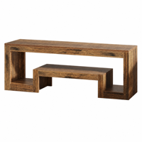 Meuble TV vintage en bois 63 pouces, centre de divertissement style ferme avec étagères ouvertes pour salon