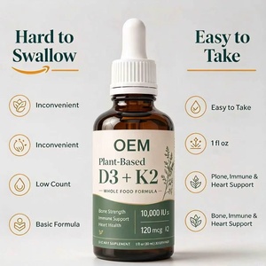 Gouttes liquides de vitamine <span class=keywords><strong>D3</strong></span> et K2 <span class=keywords><strong>d</strong></span>'origine végétale 10000 UI <span class=keywords><strong>D3</strong></span> 120 mcg K2 Formule alimentaire complète - Product Image 2