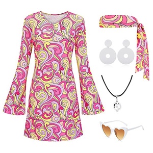 Robes imprimées florales style bohème disco des années 60 et 70 pour femmes, tenues <span class=keywords><strong>de</strong></span> vacances, costumes hippies, vêtements, vestidos - Product Image 5