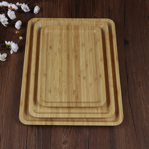 Rectangular <b>Bamboo</b> Serving Tray Set For Tea Coffee Hotel Restaurant Use - Product Image 1