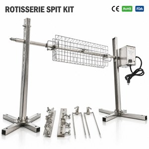 Kit <span class=keywords><strong>Girarrosto</strong></span> in Acciaio Inossidabile con Cestello Motorizzato e Forchette per Agnello Intero e Cottura per Feste BBQ - Product Image 2
