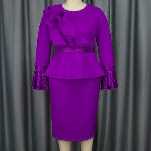 Round Neck <b>Flare</b> Sleeve Dress Women's Party Ruffle <b>Sequins</b> High Waist Dresses Casual Clothing Fashion - Product Image 6