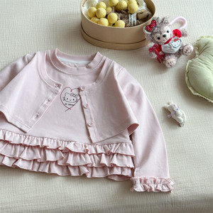 Child Star Circle Girls' Ruffle T-Shirt Long Sleeve Crew Neck Breathable Autumn Baby Tops - Product Image 3