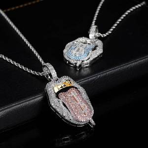 Customized Urban Streetwear Jewelry VVS1 GRA Moissanite Dollar Symbol Mouth Charms Prong Setting S925 <b>Silver</b> Iced Out <b>Necklaces</b> - Product Image 2