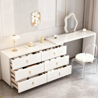Commode moderne extensible en bois avec 6 tiroirs et miroir sur pied pour chambre d'appartement ou dressing