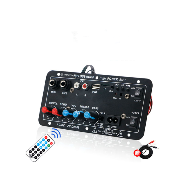 Subwoofer Digital Amplifier Board Dual Microphone Karaoke Amplifier Reverb 12V 24V 220V For 8-12 Inch Speaker