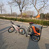 Remorque de vélo pliable en textile pour animaux de compagnie, 2 roues, chariot de transport pour chien, poussette de voyage avec fermeture éclair, couleur et logo personnalisables