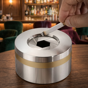 Stainless Steel Round Desktop <b>Ashtray</b> Minimalist Design for Home Use - Product Image 4