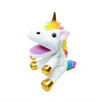 Peluche personnalisée licorne marionnette à main bébé animaux poupée éducative en peluche animal de dessin animé marionnettes à doigt jouets en peluche vente en gros