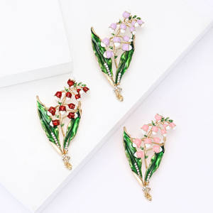 <strong>Funky</strong> Alloy Enamel Floral Brooch Delicate Lily of the Valley Flower <strong>Cardigan</strong> Corsage Brooch Pin Jewelry for Women - Product Image 1