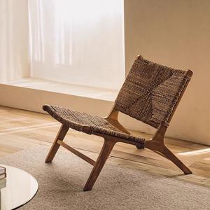Handmade Solid Ash Wood Linen Woven Rope Lounge <strong>Chair</strong> Mid-Century Modern Scandinavian Natural Style for Living Room and Balcony - Product Image 2