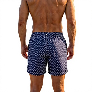Short Geometric Print Swim <b>Trunks</b> Quick Dry Breathable Drawstring Shorts Regular Fit Spandex/Polyester Beachwear 1 Piece Front - Product Image 4