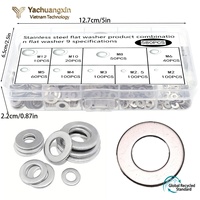 Assortiment de rondelles plates en acier inoxydable 580 pièces M2 M2.5 M3 M4 M5 M6 M8 M10 M12 Qualité industrielle Finition passivée