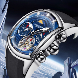 <span class=keywords><strong>Montre</strong></span> à quartz à deux fuseaux horaires, miroir convexe, étanche 3 ATM, 41 mm, <span class=keywords><strong>montre</strong></span>-bracelet carrée de luxe, affichage des phases lunaires, <span class=keywords><strong>montre</strong></span> lumineuse - Product Image 3