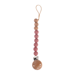 Attache sécurisée pour poussette et sac à couches sans BPA, en bois de hêtre naturel et silicone, support de dentition, perle, attache-tétine pour bébé - Product Image 6