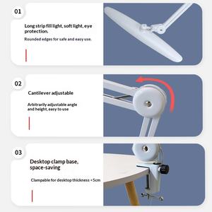 Lampe de lecture LED pliable S DESK pour bureau, étude, manucure, esthétique, éclairage de livre, pour la maison, BLANC NOIR, avec pince métallique, pour étudiants, fabrication chinoise, pour le travail - Product Image 3