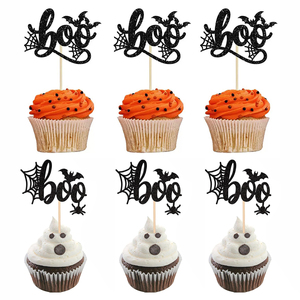 Décoration de gâteau en papier Nicro Original Factory Black Spider Web avec motif chauve-souris pour anniversaire, fête d'Halloween, cupcake, dessert - Product Image 1