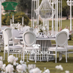 Meubles de salon de mariage, table de mariage en métal blanc avec plateau en verre - Product Image 5