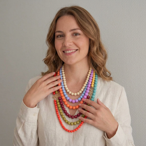 Collier multicolore en résine perlée, bijou rond tendance, accessoire de mode pour mariage - Product Image 1