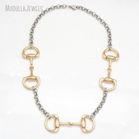 NM6127 Chaîne en acier inoxydable plaqué argent Collier mors à mors de cheval Bijoux équestres pour femmes et hommes