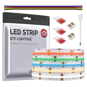 شريط إضاءة LED من BTF-LIGHTING FCOB مكون من 6 سنون باللون الأبيض RGBCCT RGB قابل للتعديل بقوة 3000 كيلو إلى 6000 كيلو بيكسل وبتيار مباشر 24 فولت 960 لمبات طولية RA90 مرن باللون الأحمر والأخضر والأزرق مع شريط إضاءة ليد COB