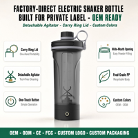 Cangkir Pencampur Protein Elektrik 600ml USB Rechargeable PP Hitam Putih Tersedia Label Pribadi