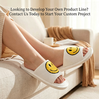 Chaussons d'intérieur légers en PVC à motif visage souriant, antidérapants, personnalisés en usine, pour chambre et maison