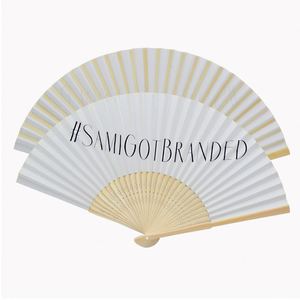พัดกระดาษพิมพ์ลายคุณภาพสูงแบบกำหนดเอง พร้อมโครงไม้ไผ่ - Product Image 6