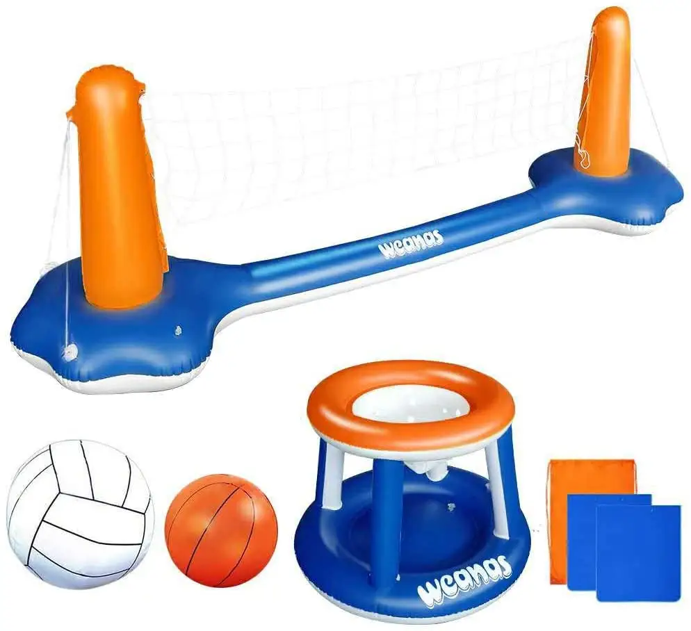 OEM basketbol çemberler şamandıra Set yüzme su havuzu oyuncaklar ile voleybol Net için çocuk ve yetişkin şişme havuz oyunları