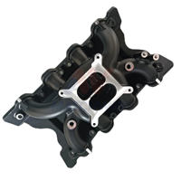 Colector de Admisión de Aluminio Negro de Doble Plano con Espacio de Aire, Mecanizado por CNC, para Motor de Bloque Pequeño 302 351C, Nuevo de MATCHWAY