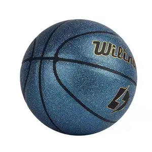 Bola Basket Flash Biru, Grosir Bola Basket Profesional Laminasi Pu Olahraga Kualitas Bertanding 7 Ukuran