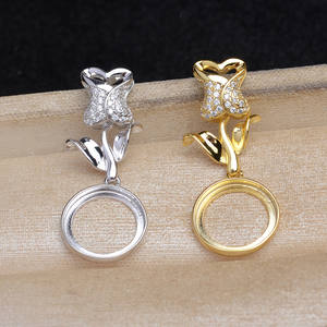 Support de pendentif en argent S925 pour perle de 12,3-12,5 mm, accessoire de fabrication de bijoux DIY, support de perle vide 6078 - Product Image 1