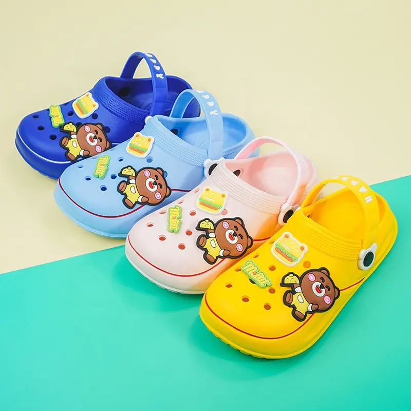 Vendita calda EVA Kids Platform zoccoli scarpe di buona qualità traspirante simpatico cartone animato sandali e pantofole per bambini all'aperto