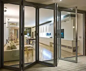 Custom Popular Waterproof Outdoor Patio Accordion Doors Exterior Aluminum Glass Fold Doors