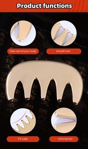 Alat Pijat Guasha Tembaga Logam Kuningan Sisir Guasha Rambut Akupunktur Alat Pijat Titik Kulit Kepala Sisir Pijat untuk Kepala - Product Image 6