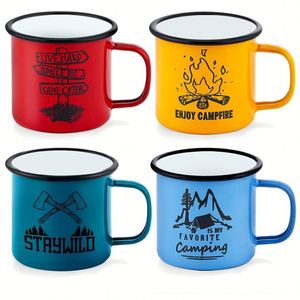 Tasses à boire en acier portables personnalisées imprimées avec poignée, réutilisables, en émail métallique de qualité alimentaire, pour le camping, la bière, promotionnelles - Product Image 5