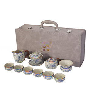 Vintage Style Porcelain Kung Fu <b>Tea</b> <b>Set</b> With Lid 10 Pieces In Gift Box For Home Use - Product Image 5