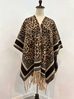 Nouveau châle épais pour femme à motif pied-de-poule avec longues franges, cape fendue de style ethnique, poncho de voyage