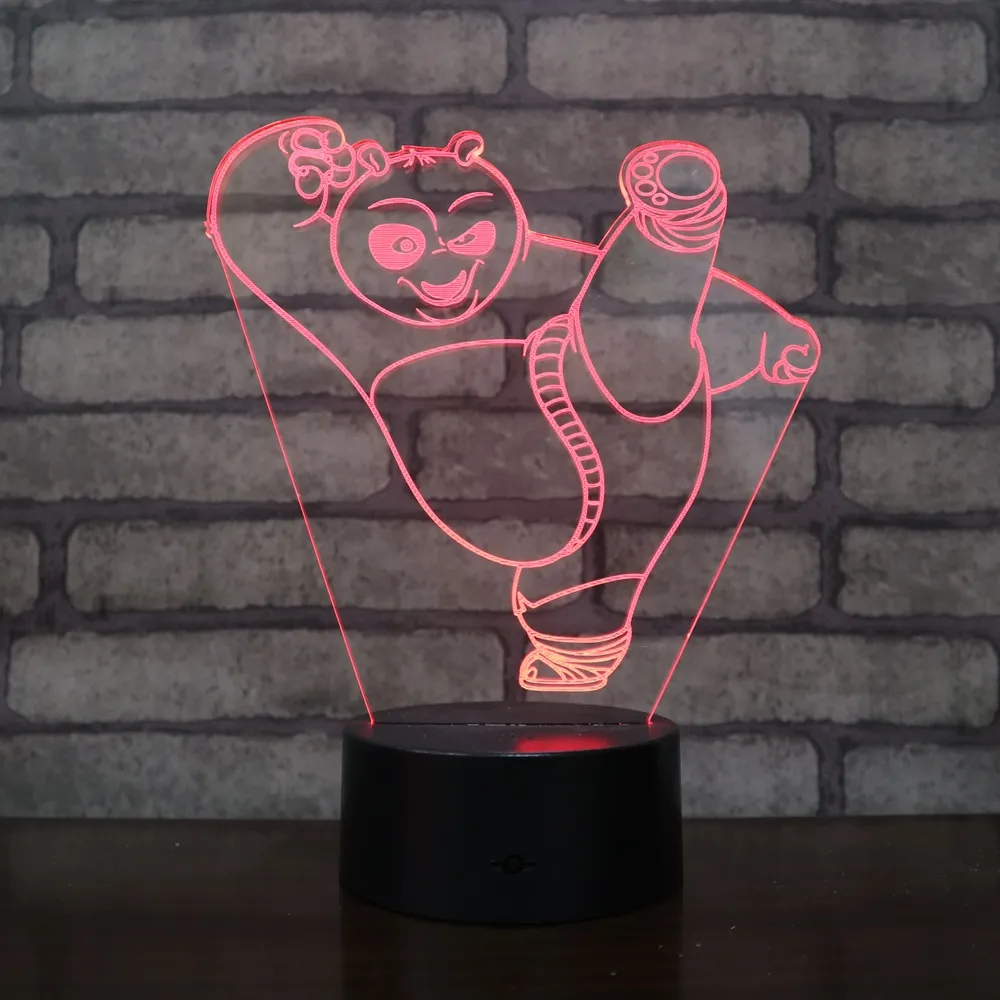 best ABS led base light with blank acrylic 3d table lamp customized Kung Fu design kids night light projector lamp for home