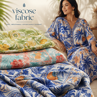 Tissu en viscose rayonne 100% à imprimé tropical, tissé Challis, pour robe d'été, chemise, blouse et jupe
