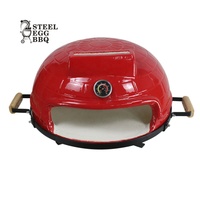 KAMADO — four à pizza portable en argile, design rouge, pour l'extérieur, bois avec pierres